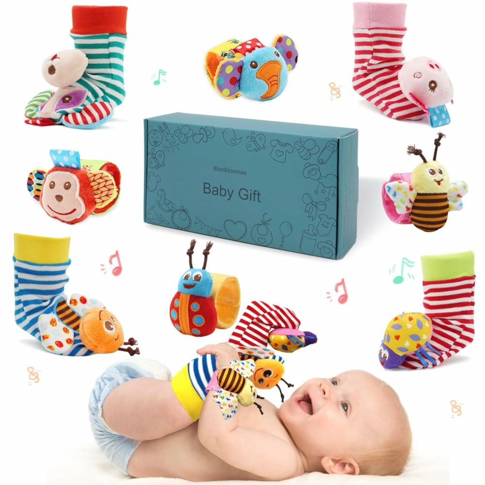 Wrist Rattles Foot Finder Rattle Sock Baby Toy  Rattle Toy  Arm Hand Bracelet Rattle  Feet Leg Ankle Socks  Activity Rattle Present Gift For Newborn Infant Babies Boy Girl Bebe (8 Pcs-A)  |  Rattles & Plush Rings All Toys Multicolor