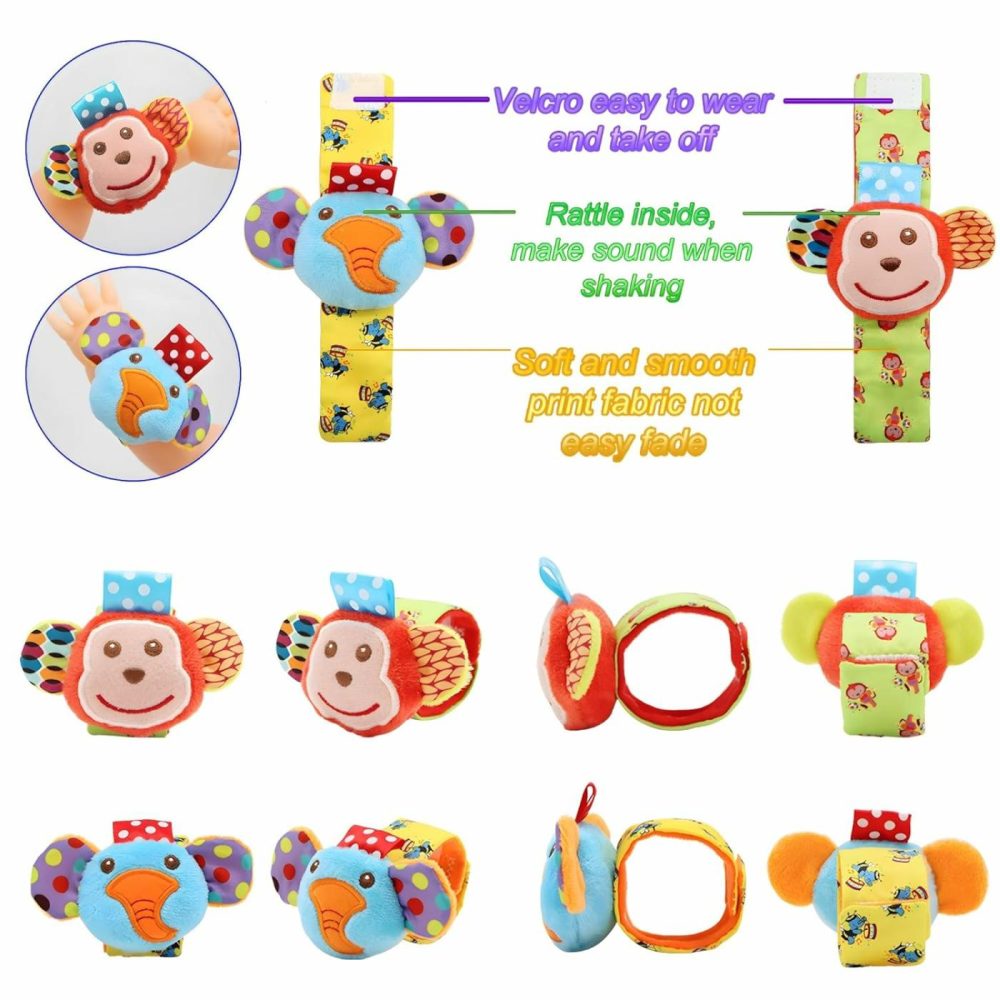 Wrist Rattles Foot Finder Rattle Sock Baby Toy  Rattle Toy  Arm Hand Bracelet Rattle  Feet Leg Ankle Socks  Activity Rattle Present Gift For Newborn Infant Babies Boy Girl Bebe (8 Pcs-A)  |  Rattles & Plush Rings All Toys Multicolor