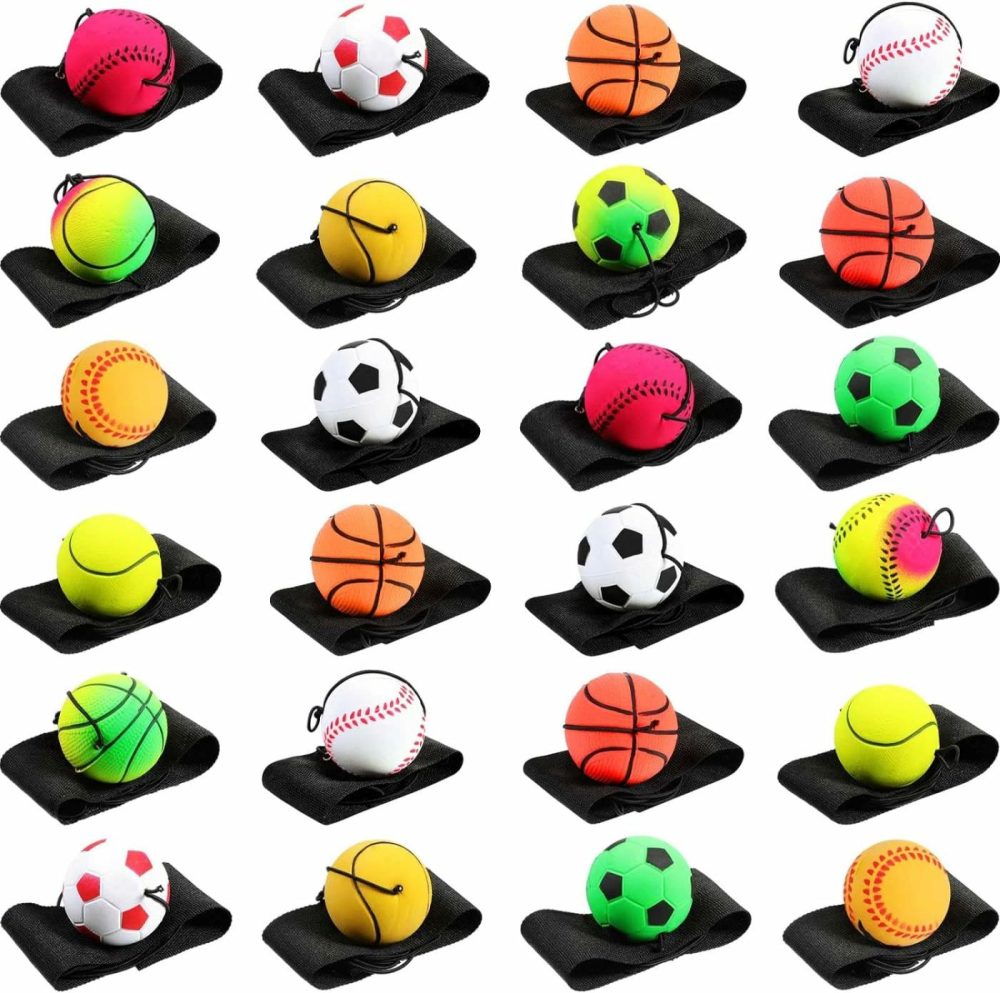 Wrist Return Ball Rubber Sport Ball With Wrist Strap And String Rebound Bouncy Balls Wrist Rebound Toy On Elastic String Ball Wrist Toy For Teens Adults Wrist Exercise Play  |  Toy Balls All Toys Mixed Colors