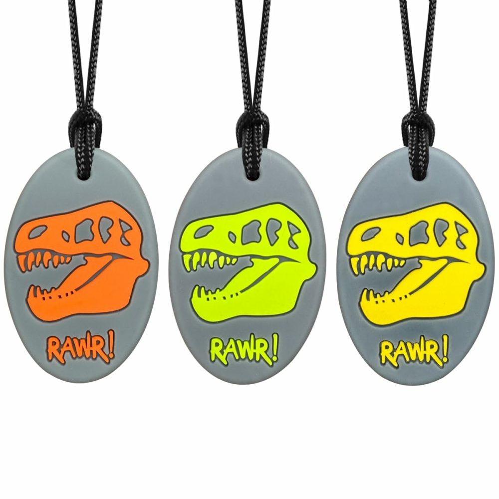 Xtra Tough (Xt) Dino Sensory Chew Necklace For Kids  Boys Or Girls – Chewing Necklace Teething Necklace Teether Necklace Chew Toys – Teething Toys Designed For Autism Aggressive Chewers  |  Teethers All Toys Teethers