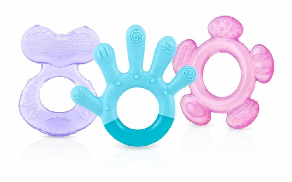 3 Step Soothing Teether 3 Piece Set- Front  Middle  Back Teeth Teething- Pink/Purple  3 M+  |  Teethers All Toys Blue/Pink/Purple