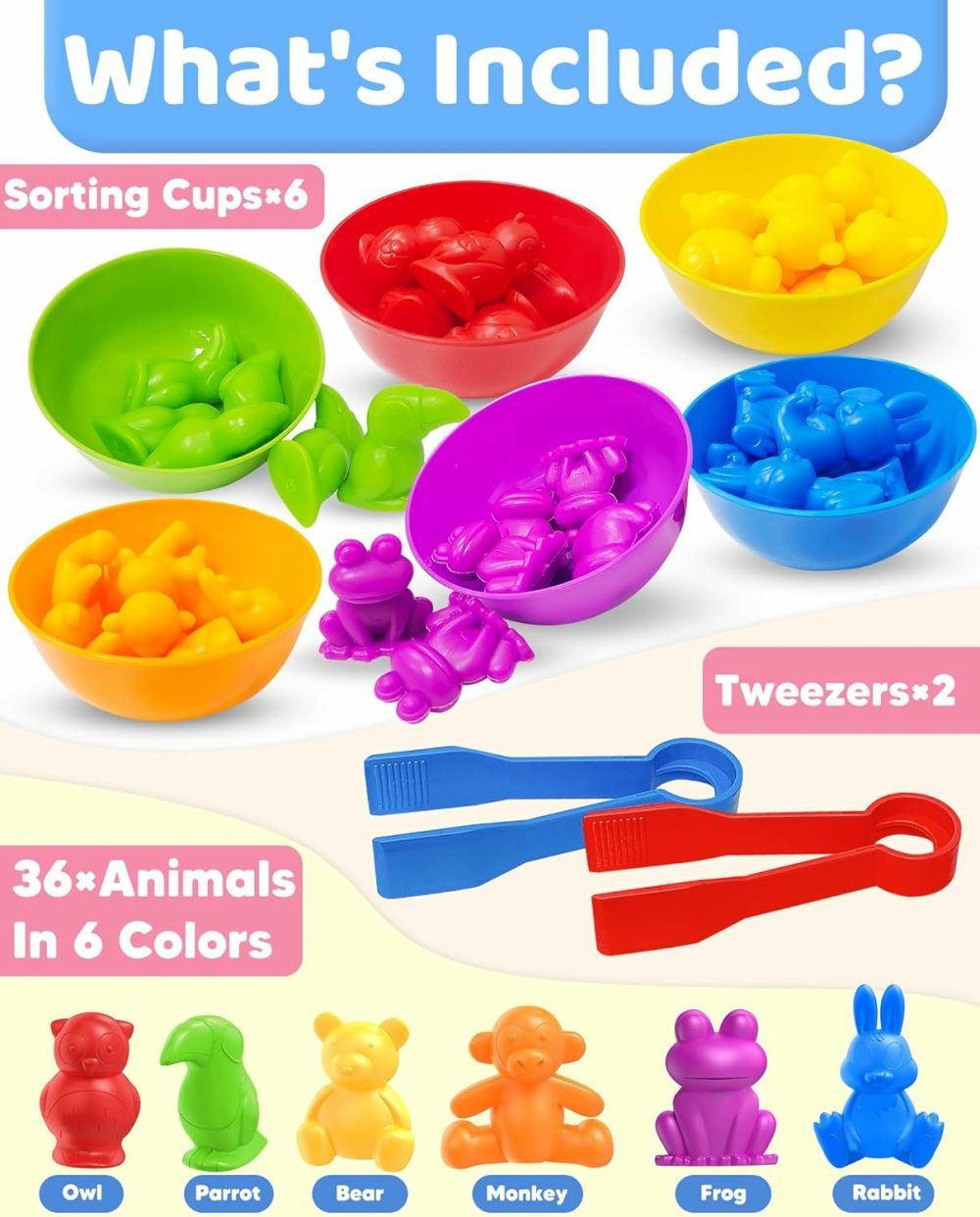 Counting Animals Montessori Toys For 3 4 5 Years Old Boys Girls  Preschool Learning Activities Kindergarten Educational Sensory Toys Gifts For Kids Toddlers Ages 2-4  3-5  4-8  |  Sorting & Stacking Toys All Toys Sorting & Stacking Toys