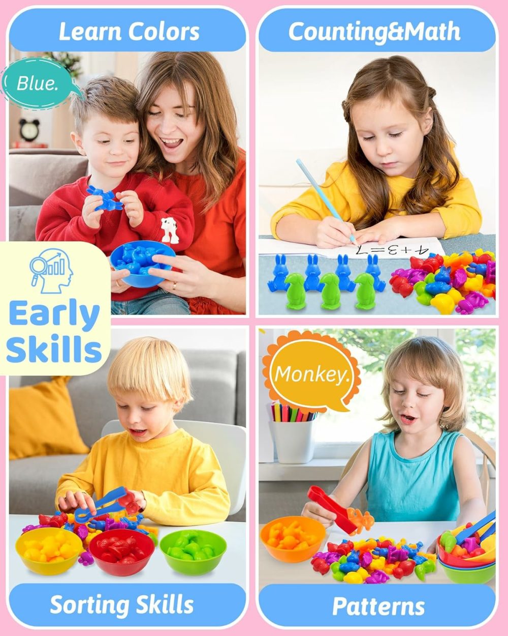 Counting Animals Montessori Toys For 3 4 5 Years Old Boys Girls  Preschool Learning Activities Kindergarten Educational Sensory Toys Gifts For Kids Toddlers Ages 2-4  3-5  4-8  |  Sorting & Stacking Toys All Toys Sorting & Stacking Toys