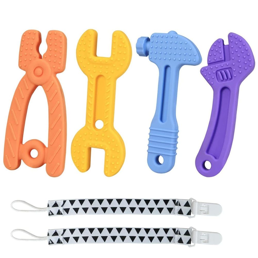 Haili Baby Teething Toys For 0-6 Months 6-12 Months  Freezer Bpa Free Silicone Baby Molar Teether Chew Toys  Hammer Wrench Spanner Pliers Shape Baby Boy Toys Blue  |  Teethers All Toys Blue