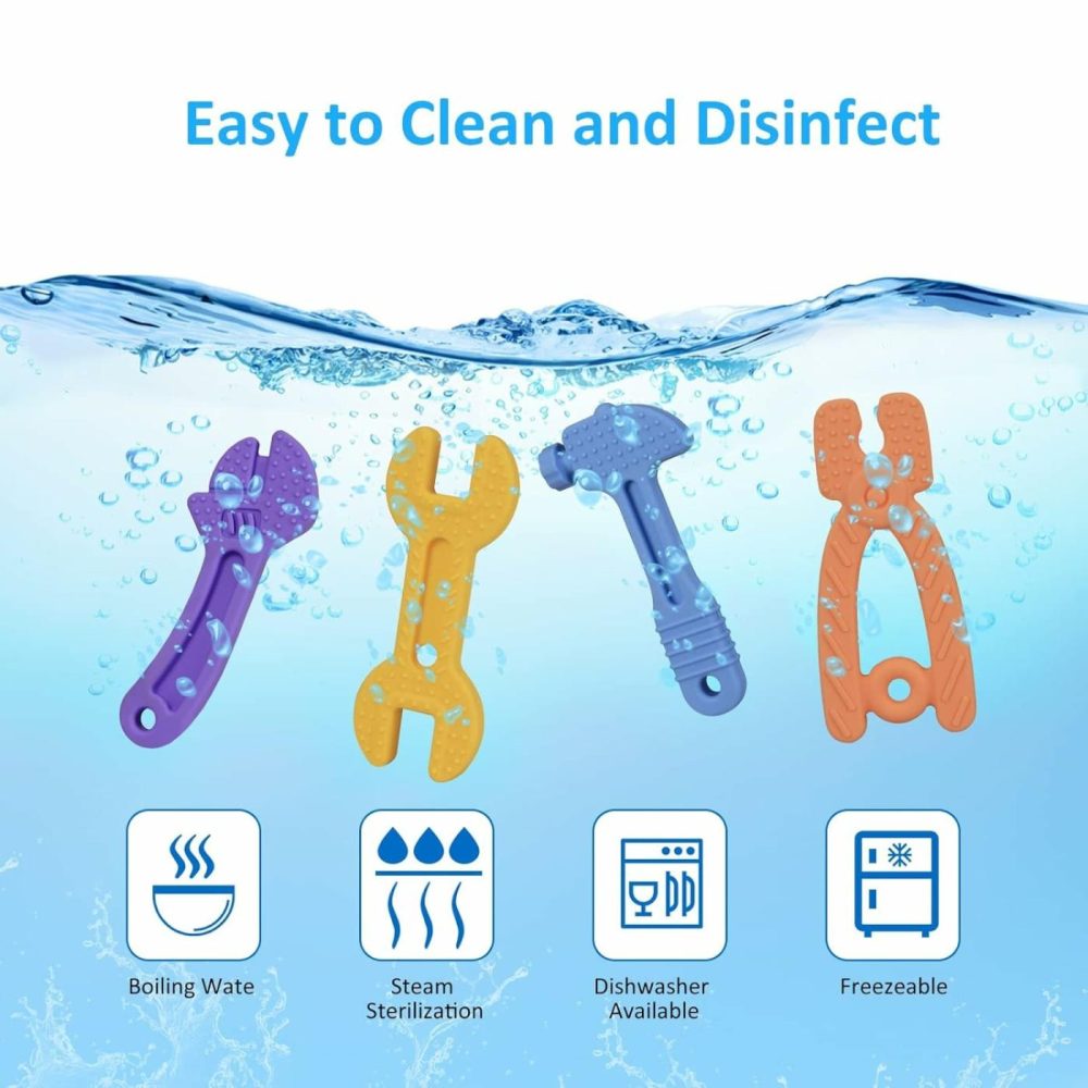 Haili Baby Teething Toys For 0-6 Months 6-12 Months  Freezer Bpa Free Silicone Baby Molar Teether Chew Toys  Hammer Wrench Spanner Pliers Shape Baby Boy Toys Blue  |  Teethers All Toys Blue