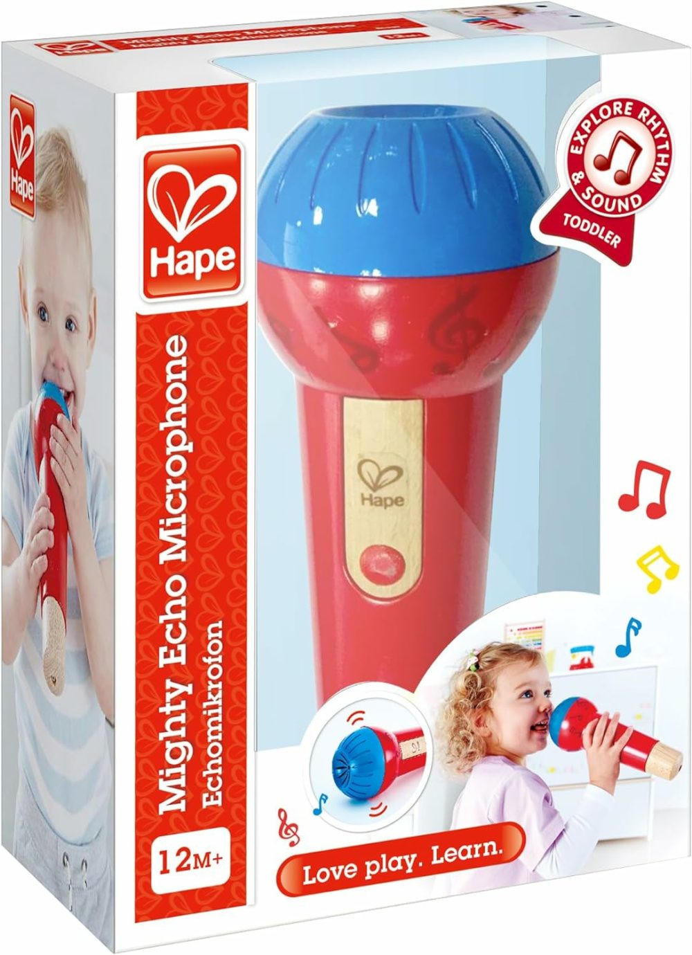 Mighty Echo Microphone | Battery-Free Voice Amplifying Microphone Toy For Kids 1 Year & Up  Red  Model Number: E0337  L: 3.1  W: 3.1  H: 8.6 Inch  |  Musical Toys All Toys