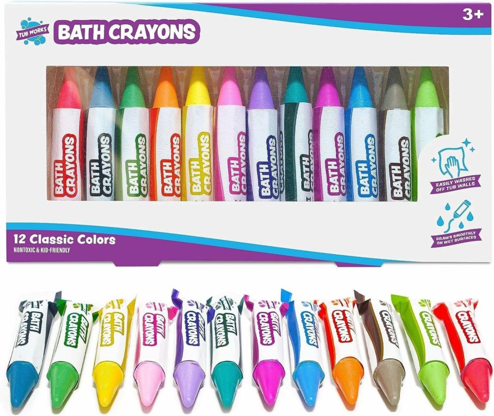 Smooth Bath Crayons Bath Toy  12 Pack | Nontoxic  Washable Bath Crayons For Toddlers & Kids | Unique Formula Draws Smoothly & Vividly On Wet & Dry Tub Walls | Hexagon Grip Bathtub Crayons  |  Bath Toys All Toys Bath Toys