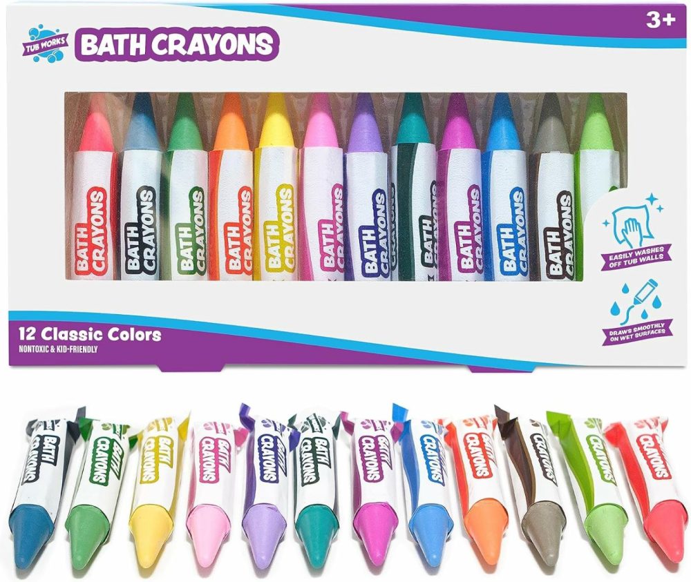 Smooth Bath Crayons Bath Toy  12 Pack | Nontoxic  Washable Bath Crayons For Toddlers & Kids | Unique Formula Draws Smoothly & Vividly On Wet & Dry Tub Walls | Hexagon Grip Bathtub Crayons  |  Bath Toys All Toys Bath Toys