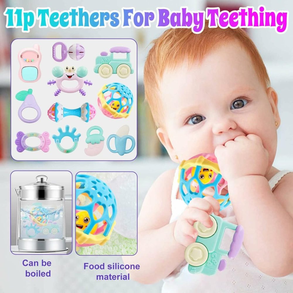 Baby Rattles 0-6 Months: Rattles For Babies 0-6 Months Baby Rattles Toys 0-3-6-12 Months Infant Rattle Toys For Babies 0-6 Months Teething – Newborn Baby Boy Girl Rattles Set Wrist Socks  |  Rattles & Plush Rings All Toys 15 pcs