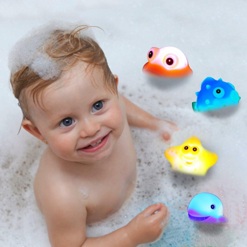 Bath Toys  8 Pcs Light Up Floating Rubber Animal Toys Set  Flashing Color Changing Light In Water  Baby Infants Kids Toddler Child Preschool Bathtub Bathroom Shower Games Swimming Pool Party  |  Bath Toys All Toys Bath Toys