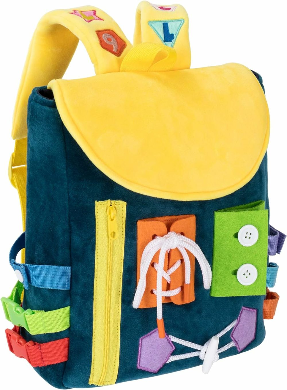 Busy Board – Toddler Backpack With Buckles And Learning Activity Toys – Develop Fine Motor Skills And Basic Life Skills – Learn To Tie Shoes – Children’s Travel Toy  |  Sorting & Stacking Toys All Toys Navy Blue