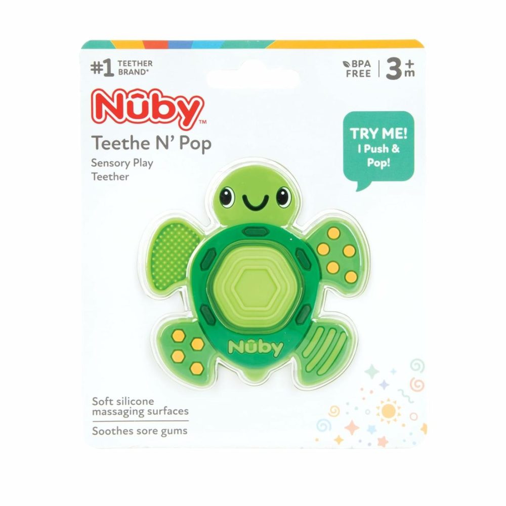 Teethe N’ Pop Sensory Play Teether – Bpa-Free Baby Teething Toy – 3+ Months – Turtle  |  Teethers All Toys Teethers