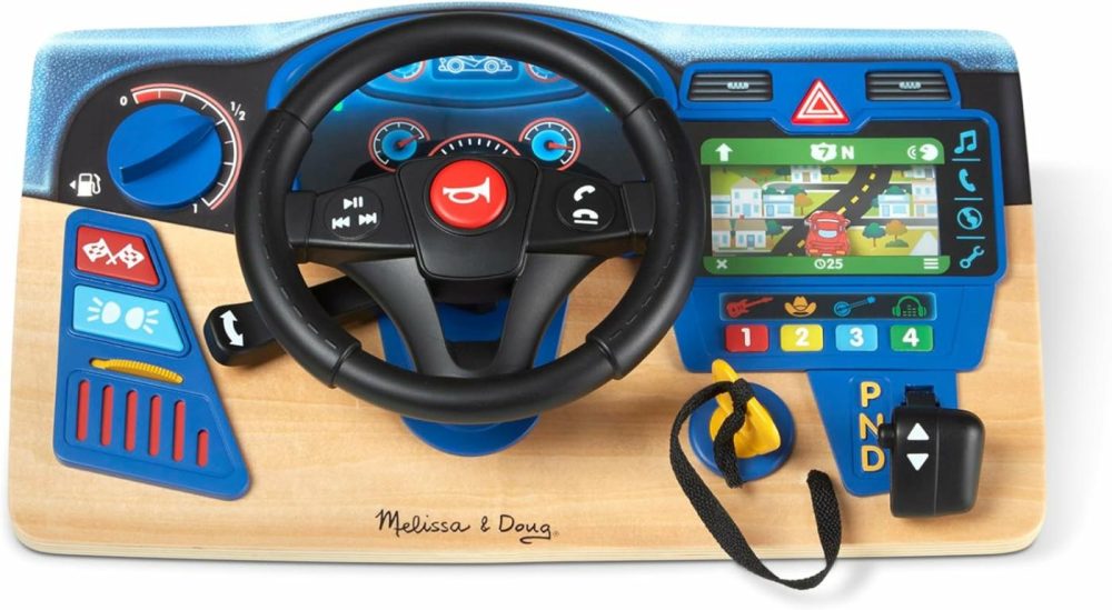 Vroom & Zoom Interactive Wooden Dashboard Steering Wheel Pretend Play Driving Toy – Fsc Certified  |  Musical Toys All Toys