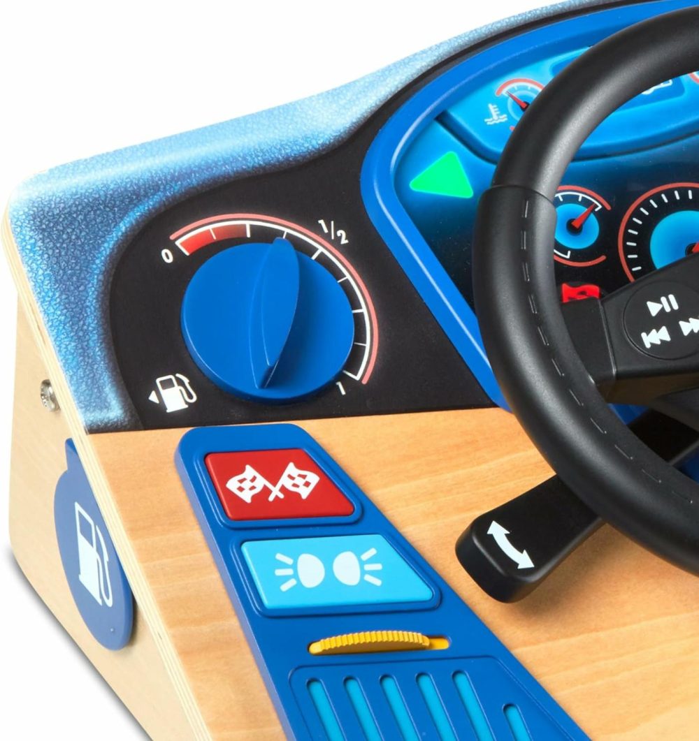 Vroom & Zoom Interactive Wooden Dashboard Steering Wheel Pretend Play Driving Toy – Fsc Certified  |  Musical Toys All Toys