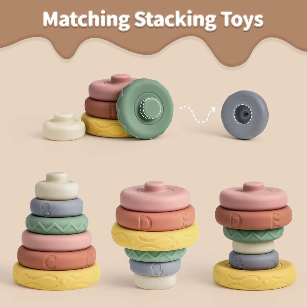 6 Pcs Stacking & Nesting Circle Toy,Soft Building Rings Stacker & Teethers,Squeeze Play With Early Educational Learning Stacking Tower  Best Gift For 6+ Months Boys&Girls  |  Sorting & Stacking Toys All Toys A Original