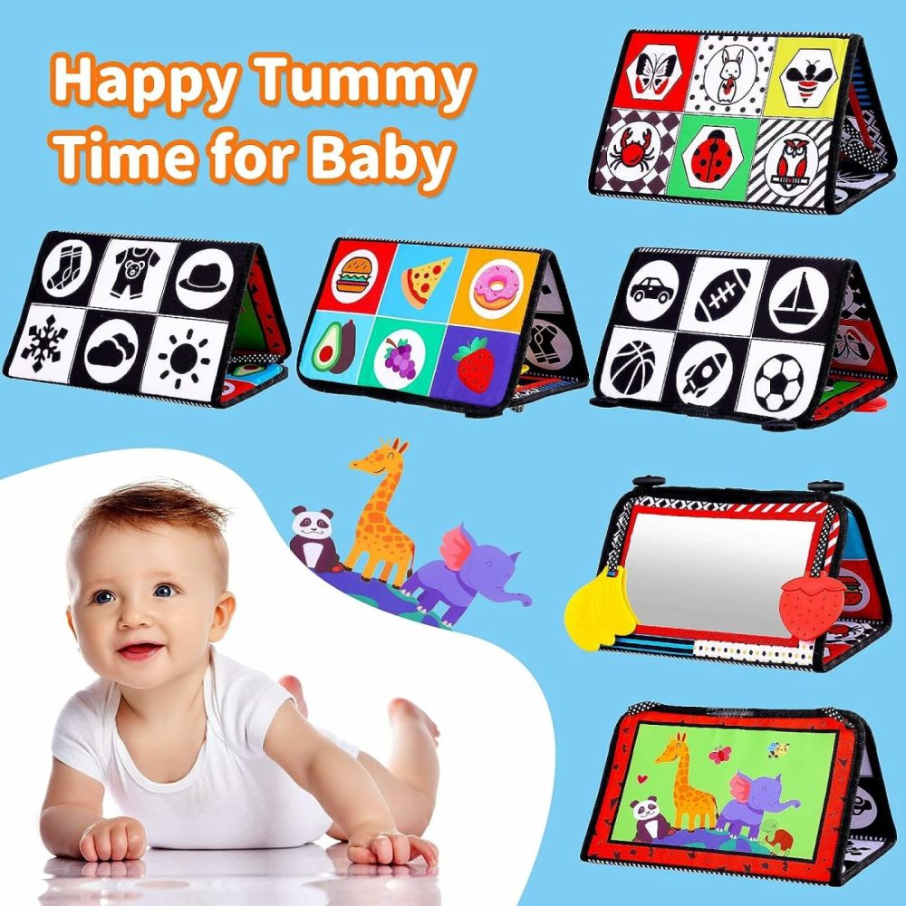 Baby Tummy Time Toys With Mirror  Books  Teethers – For 0-12 Months With High Contrast  Montessori Crawling Toys For Boys & Girls  |  Mirrors All Toys Mirrors