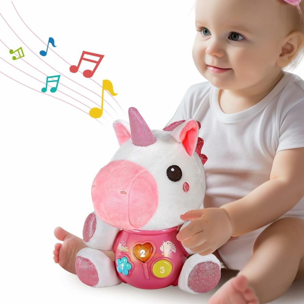 Baby Unicorn Musical Toys  Newborn Girls Soft Plush Stuffed Animal  Infant Light Music Set  1St Birthday Shower Gift Easter Basket Stuffer 0 1 3 6 9 12 18 Months 1 2 Year Old Toddler Boy  |  Musical Toys All Toys