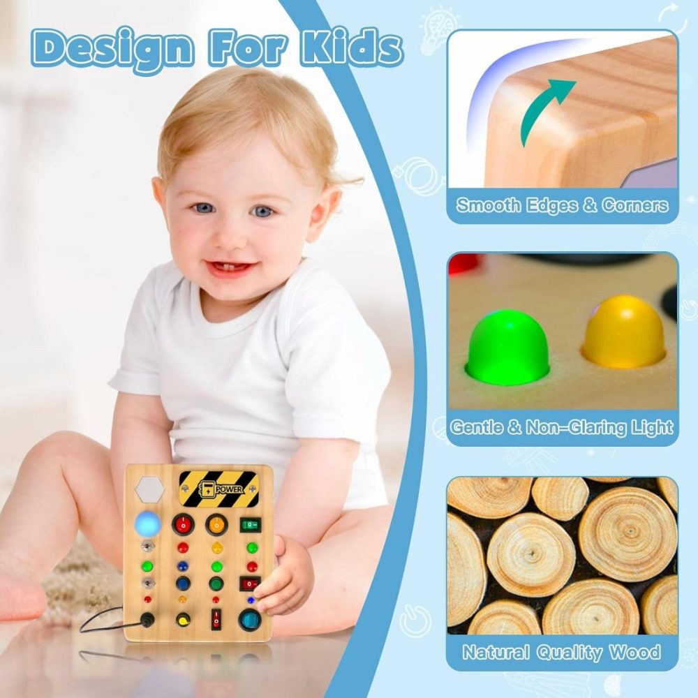 Busy Board Montessori Toys For Toddler  Wooden Sensory Board Switch Toy With Shape Sorter Led Light Up Travel Toys Educational Plane Travel Activity For Girls & Boys Gifts  |  Sorting & Stacking Toys All Toys Sorting & Stacking Toys