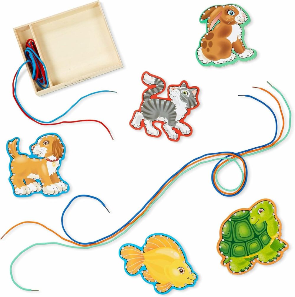 Lace And Trace Activity Set: Pets – 5 Wooden Panels And 5 Matching Laces – Lacing Toys For Toddlers  Fine Motor Skills Threading Cards For Preschoolers And Kids Ages 3+  |  Sorting & Stacking Toys All Toys Sorting & Stacking Toys