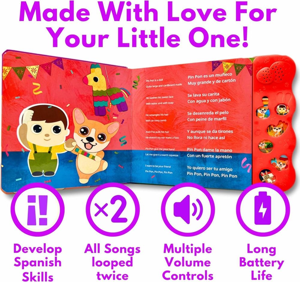 Vol. 1 | Musical Spanish Books For Kids 1-3  Spanish Toys For Babies & Toddlers 1-3  Baby & Toddler Spanish Books  Bilingual Learning Toys For 1 Year Old  Libros Para Bebes Español  |  Musical Toys All Toys