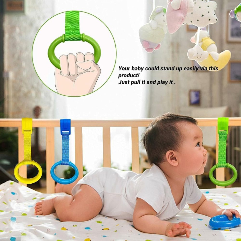 4 Pcs Baby Playpen Pull Up Rings- Baby Crib Pull Up Rings- Baby Walking Exercises Assistant Rings- Baby Bed Stand Up Rings Baby Cot Hanging Rings For Infant Baby Toddler  |  Walkers All Toys 4 Colors