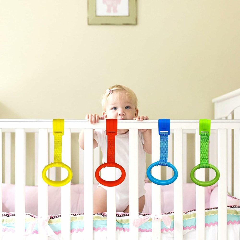 4 Pcs Baby Playpen Pull Up Rings- Baby Crib Pull Up Rings- Baby Walking Exercises Assistant Rings- Baby Bed Stand Up Rings Baby Cot Hanging Rings For Infant Baby Toddler  |  Walkers All Toys 4 Colors