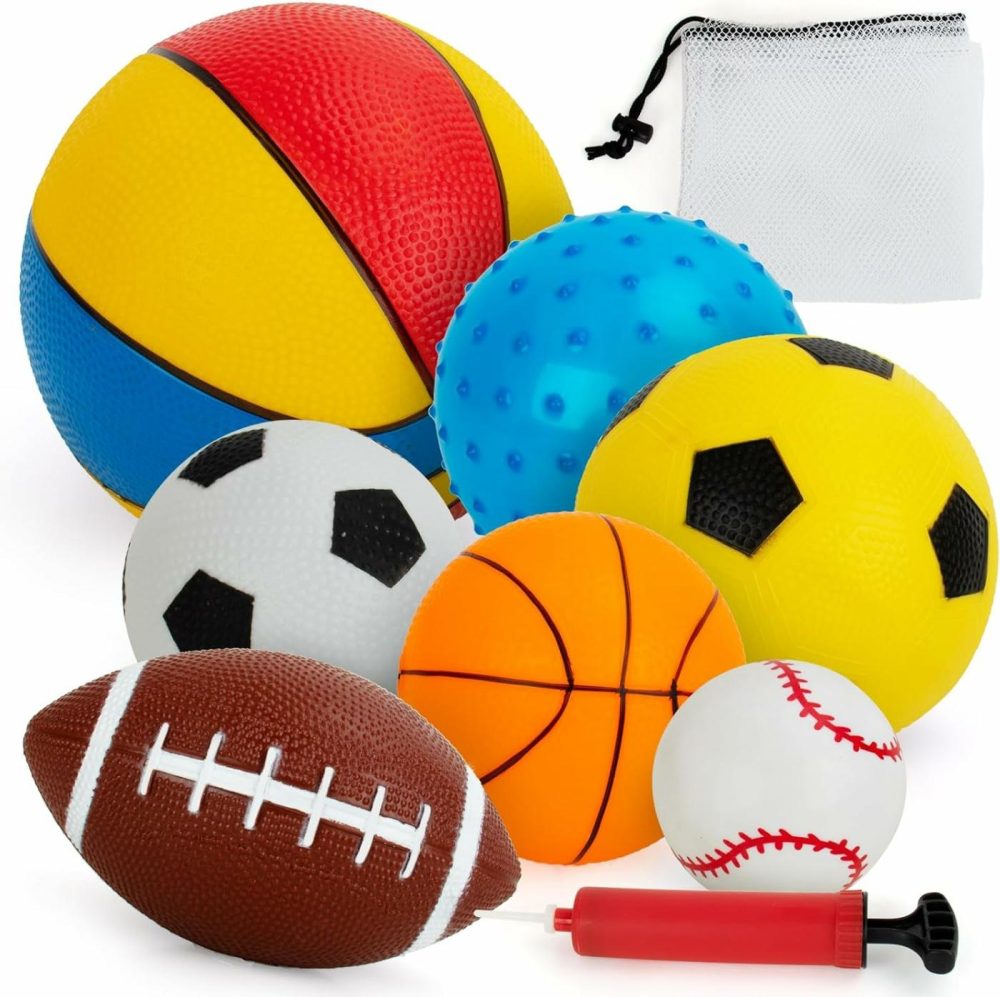 Balls For Toddlers 1-3,Toddler Sports Toys,Set Of 7 Kids Ball Soft Foam Baby Sports Balls- Soccer Ball Basketball Baseball Rugby Bounce Ball Playground Indoor Outdoor Toys Gifts,With Free Bump/Bag…  |  Balls