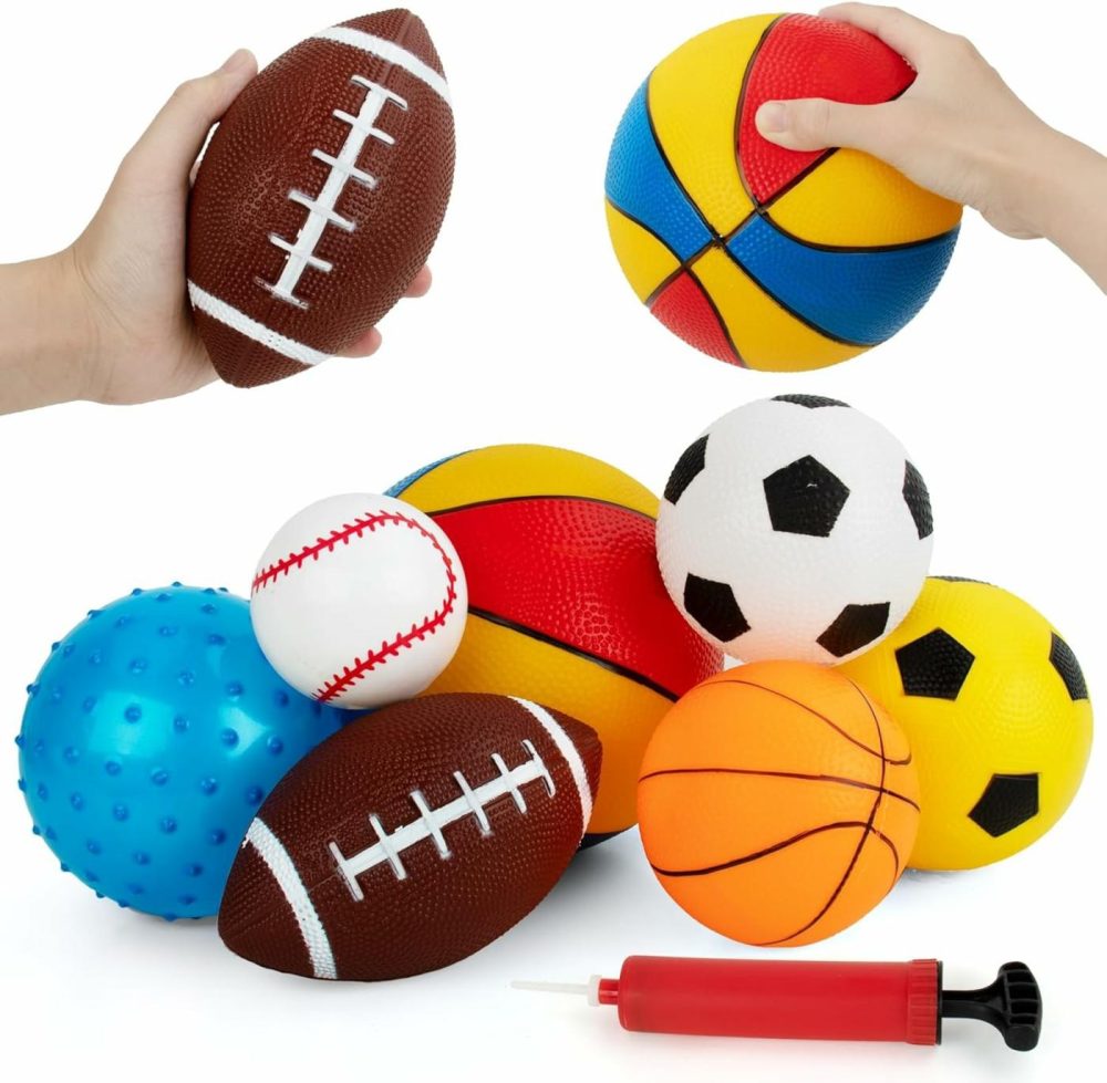 Balls For Toddlers 1-3,Toddler Sports Toys,Set Of 7 Kids Ball Soft Foam Baby Sports Balls- Soccer Ball Basketball Baseball Rugby Bounce Ball Playground Indoor Outdoor Toys Gifts,With Free Bump/Bag…  |  Balls All Toys Balls