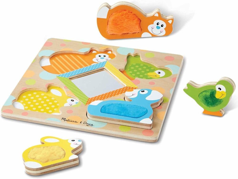 First Play Wooden Touch And Feel Puzzle Peek-A-Boo Pets With Mirror  |  Puzzle Boxes All Toys Puzzle Boxes