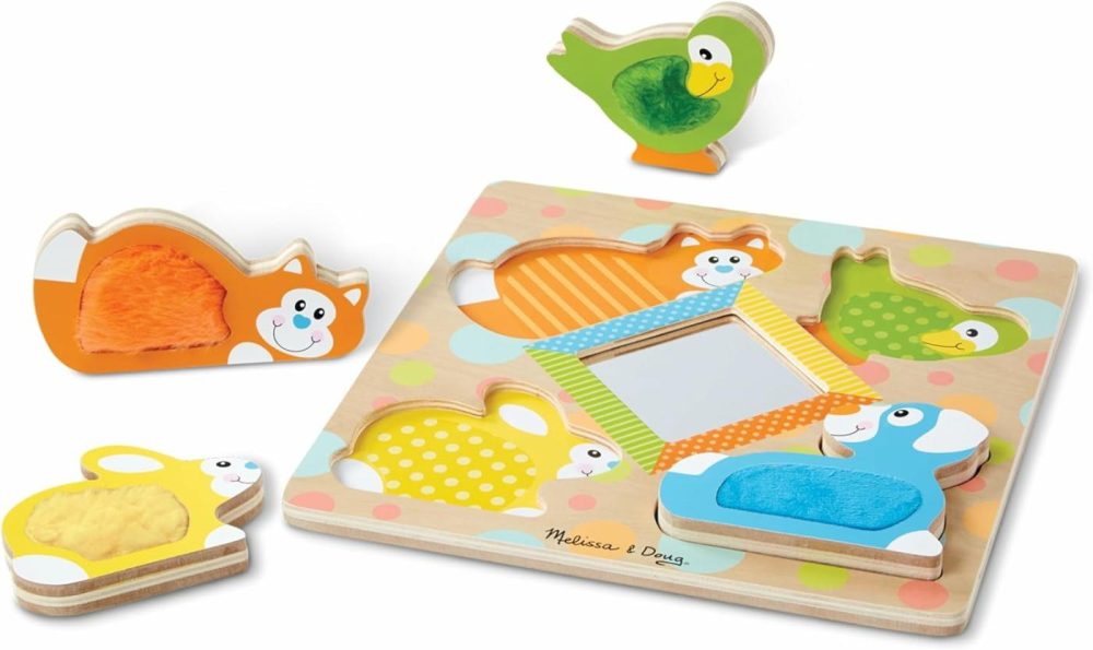 First Play Wooden Touch And Feel Puzzle Peek-A-Boo Pets With Mirror  |  Puzzle Boxes All Toys Puzzle Boxes