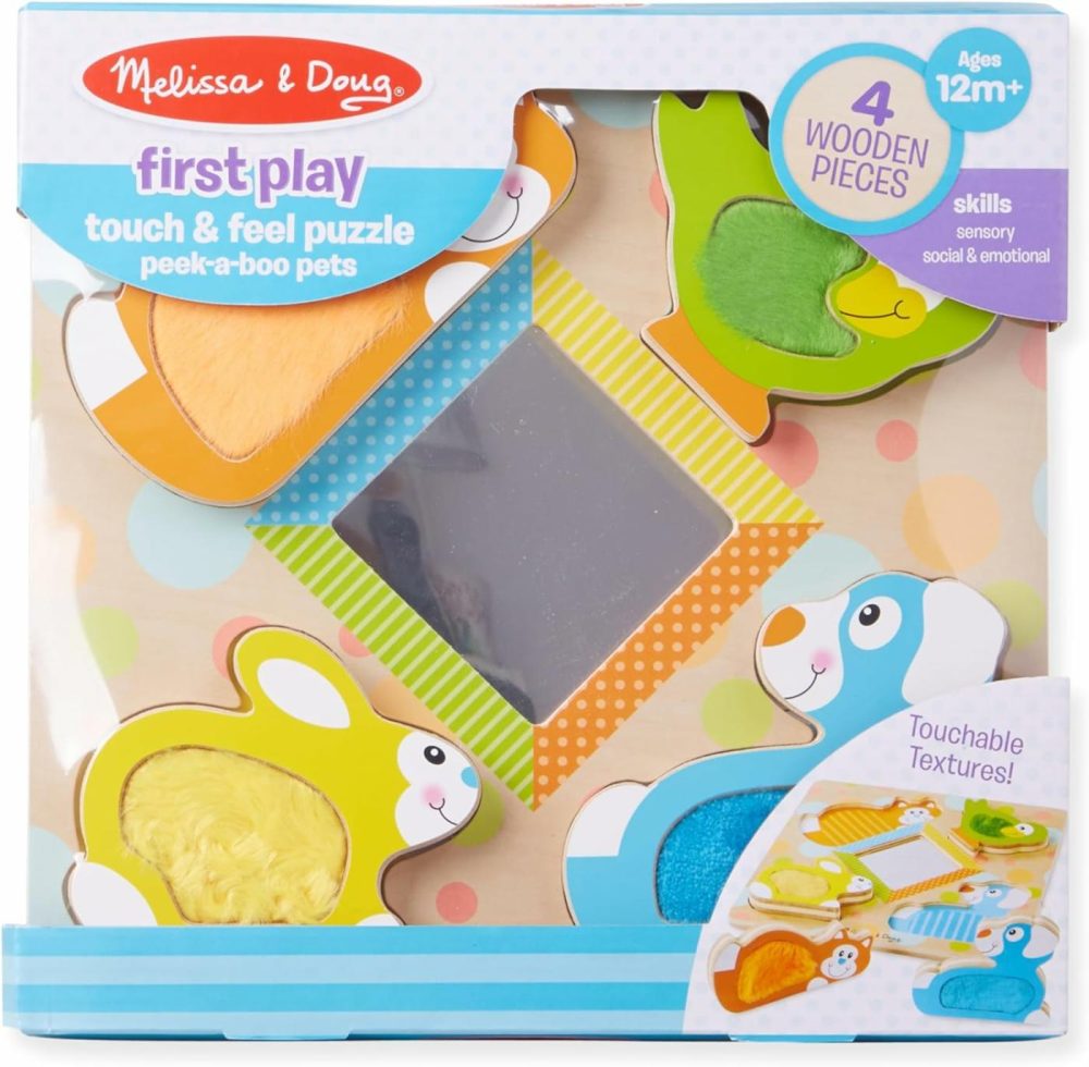 First Play Wooden Touch And Feel Puzzle Peek-A-Boo Pets With Mirror  |  Puzzle Boxes All Toys Puzzle Boxes