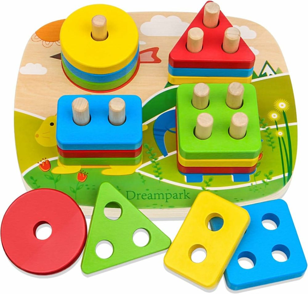 Montessori Educational Toddler Toys: Montessori Toys For 1 2 3 Years Old Boys Girls Birthday Gifts  Toddlers Toys Ages 1-2 Wooden Stack And Sort Geometric Board Blocks Toys For Kids Baby  |  Sorting & Stacking Toys All Toys Sorting & Stacking Toys