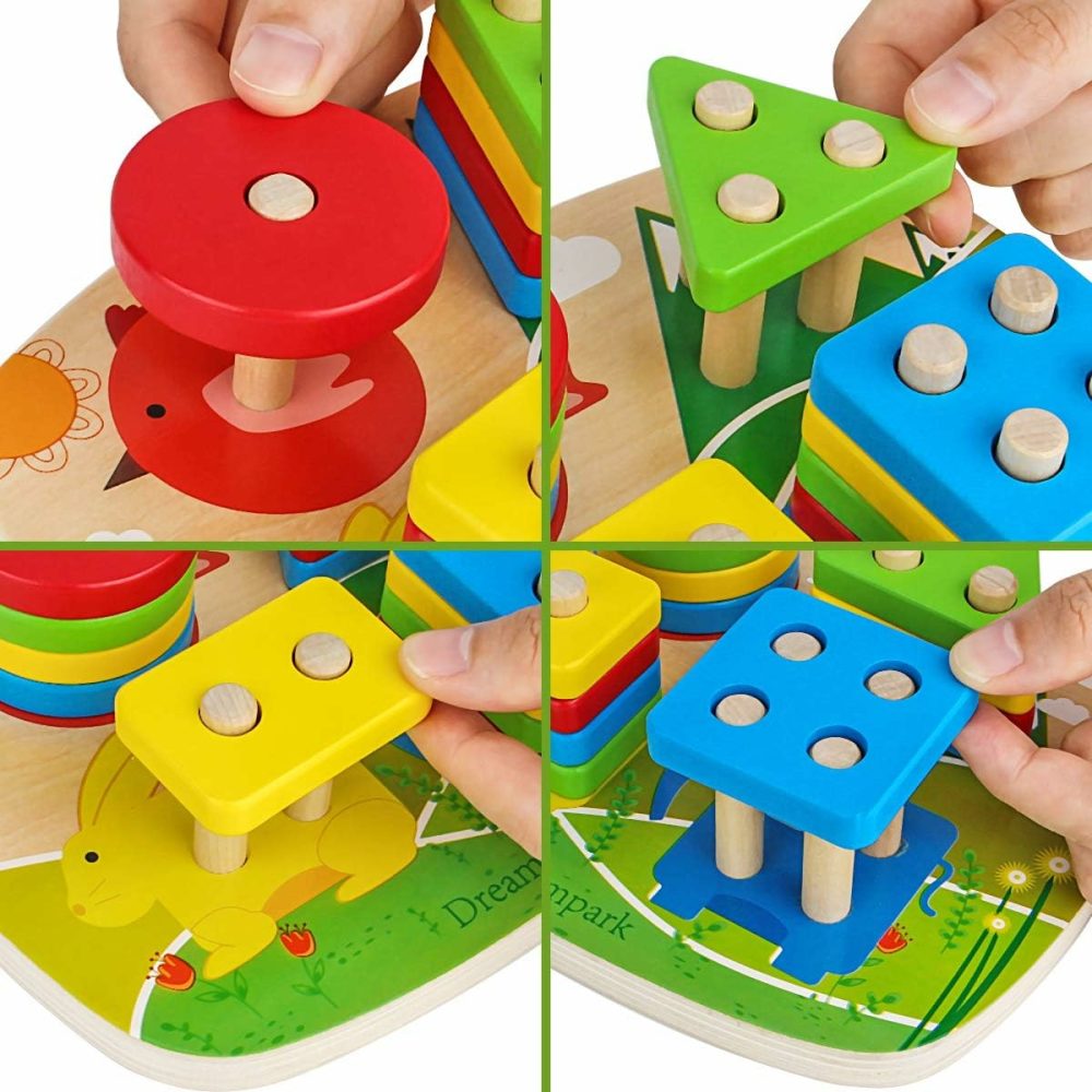 Montessori Educational Toddler Toys: Montessori Toys For 1 2 3 Years Old Boys Girls Birthday Gifts  Toddlers Toys Ages 1-2 Wooden Stack And Sort Geometric Board Blocks Toys For Kids Baby  |  Sorting & Stacking Toys All Toys Sorting & Stacking Toys