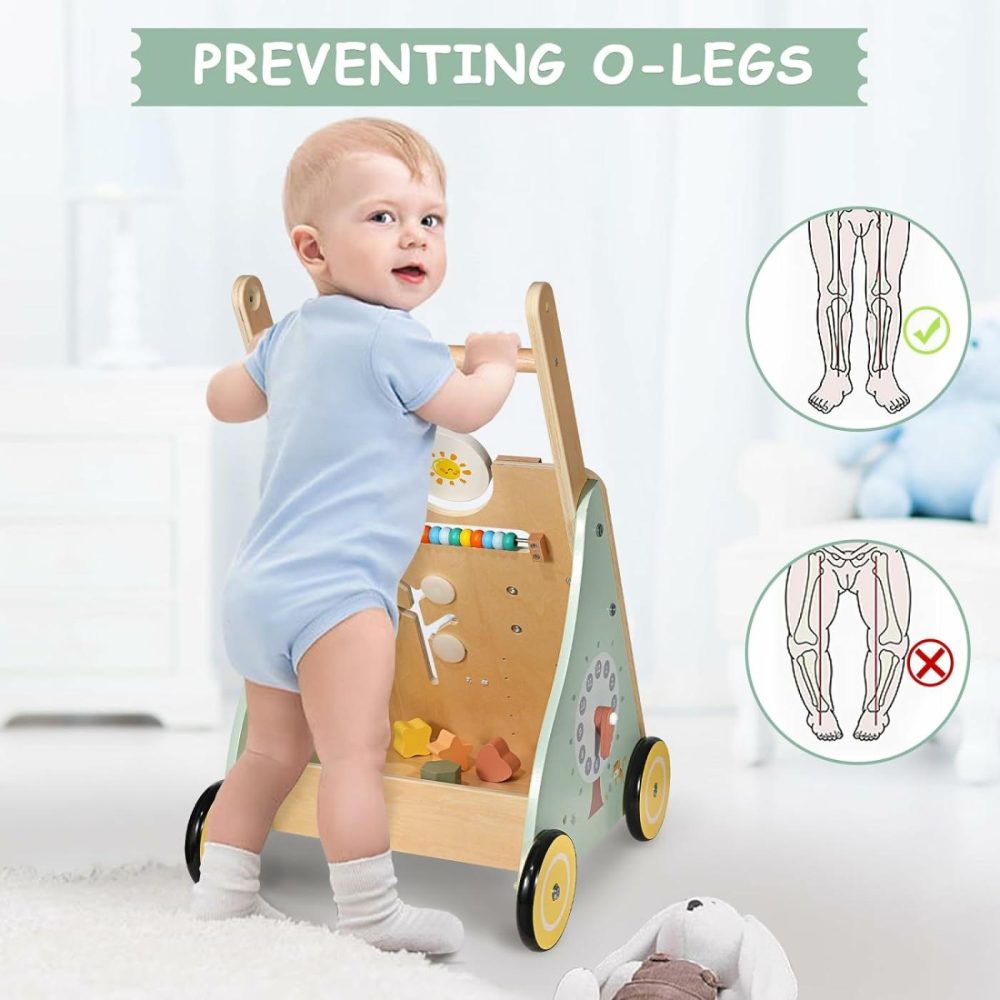 Wooden Baby Walker  Multiple Learning Activities Center Develops Motor Skills For Infant To Toddler  Push And Pull Walkers With Wheel For Boys Girls (Zoo)  |  Push & Pull Toys All Toys Push & Pull Toys