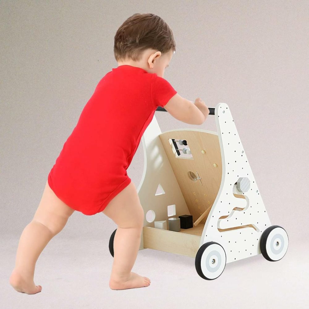 Wooden Baby Walker Push And Pull Learning Activity Walker Kids’ Activity Toy Multiple Activities Center Develops Motor Skills & Stimulates Creativity (Natural)  |  Push & Pull Toys All Toys Push & Pull Toys