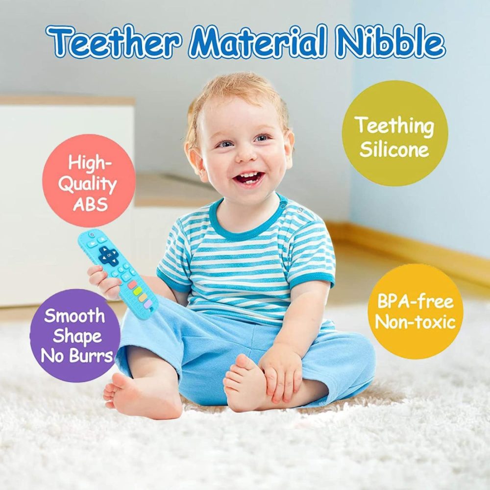 Baby Teething Toys  2Pack Teething Toys For Babies 6-12 Months 0-6 Months  Baby Toys 6 To 12 Months  Remote Control Teething Toys  Newborn Baby Teether  Infant Toys For Baby Boy Girl Toys (Gray+Blue)  |  Teethers All Toys Gray + Blue