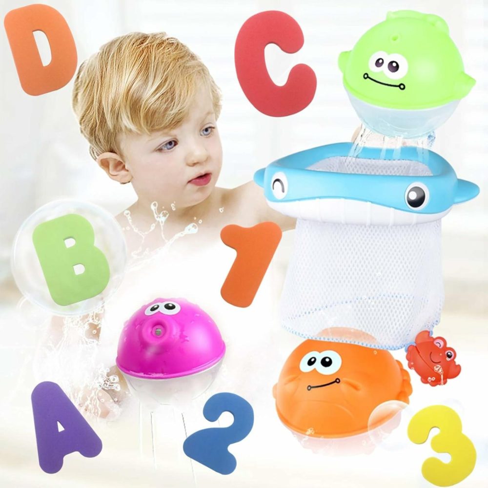 Bath Toy Sets  36 Foam Bath Letters And Numbers  Floating Squirts Animal Toys Set With Fishing Net And Organizer Bag  Fish Catching Game For Babies Infants Toddlers Bathtub Time  |  Bath Toys All Toys Bath Toys