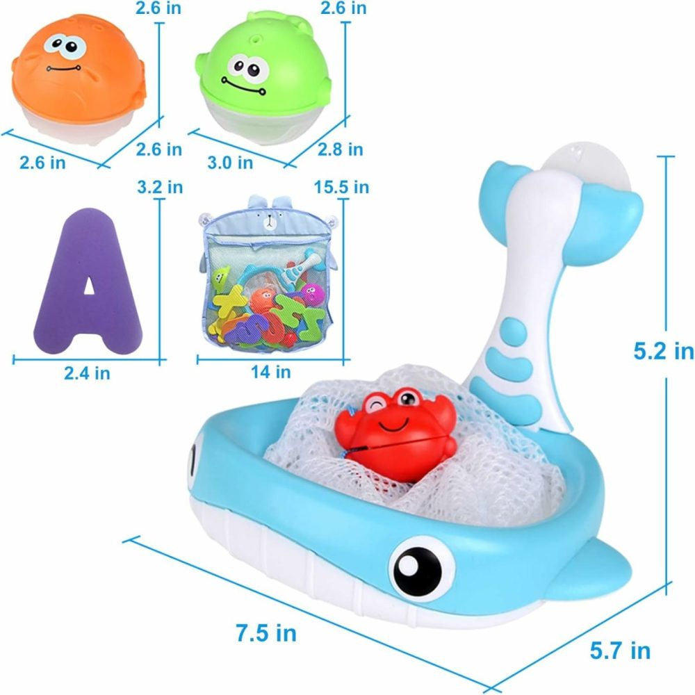 Bath Toy Sets  36 Foam Bath Letters And Numbers  Floating Squirts Animal Toys Set With Fishing Net And Organizer Bag  Fish Catching Game For Babies Infants Toddlers Bathtub Time  |  Bath Toys All Toys Bath Toys