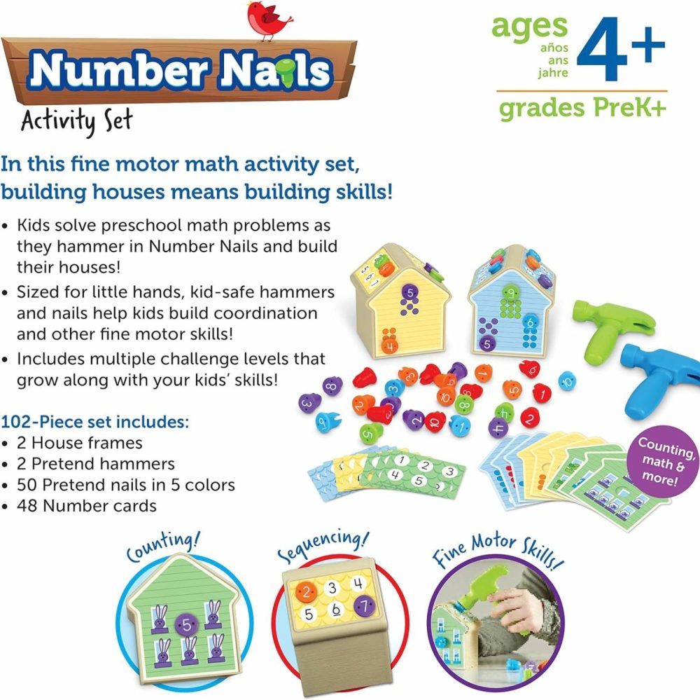 Number Nails Activity Set – 102 Pieces  Ages 4+ Toddler Learning Activities  Fine Motor Games For Kids  Math Games For Kids  |  Sorting & Stacking Toys All Toys Sorting & Stacking Toys