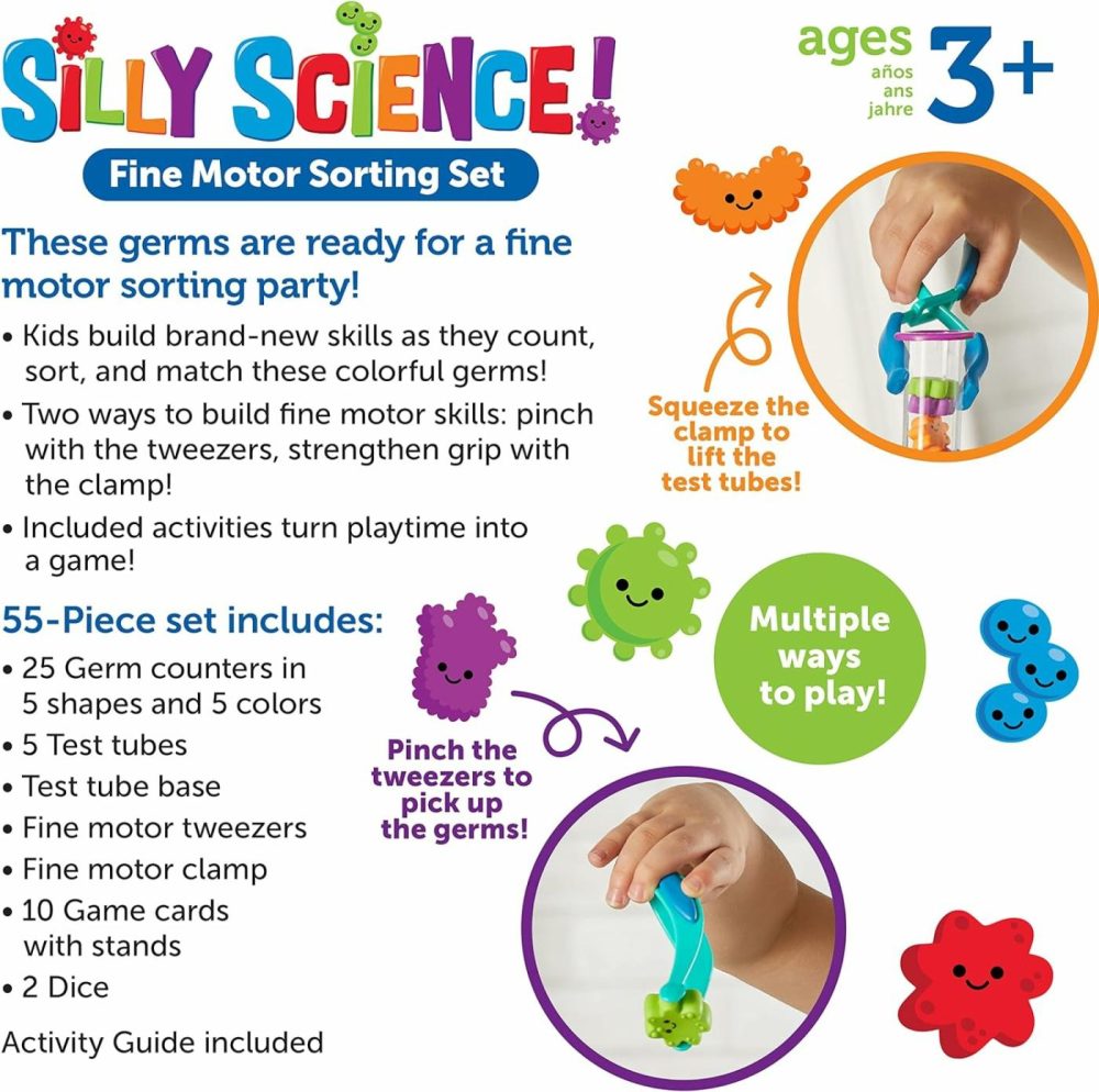 Silly Science Fine Motor Sorting Set  Stem Toys For Kids  Educational Toy  Preschool Fine Motor Skills  Prek Manipulatives  55 Pieces  Age 3+ Gifts For Boys And Girls  Medium  |  Sorting & Stacking Toys All Toys Sorting & Stacking Toys