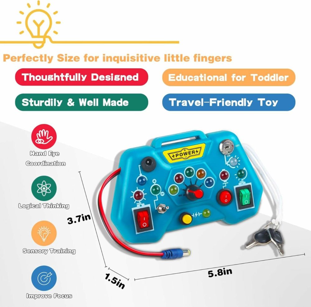 Toddler Toys Led Busy Board,Montessori Toy For 1-3 Year Old  Kids Sensory Board  Light Switches Toy  Preschool Learning Activities Toy 2-4  Travel Toy For 1 2 3 4 Boys Girls Birthday  |  Electronic Early Development Toys All Toys Electronic Early Development Toys