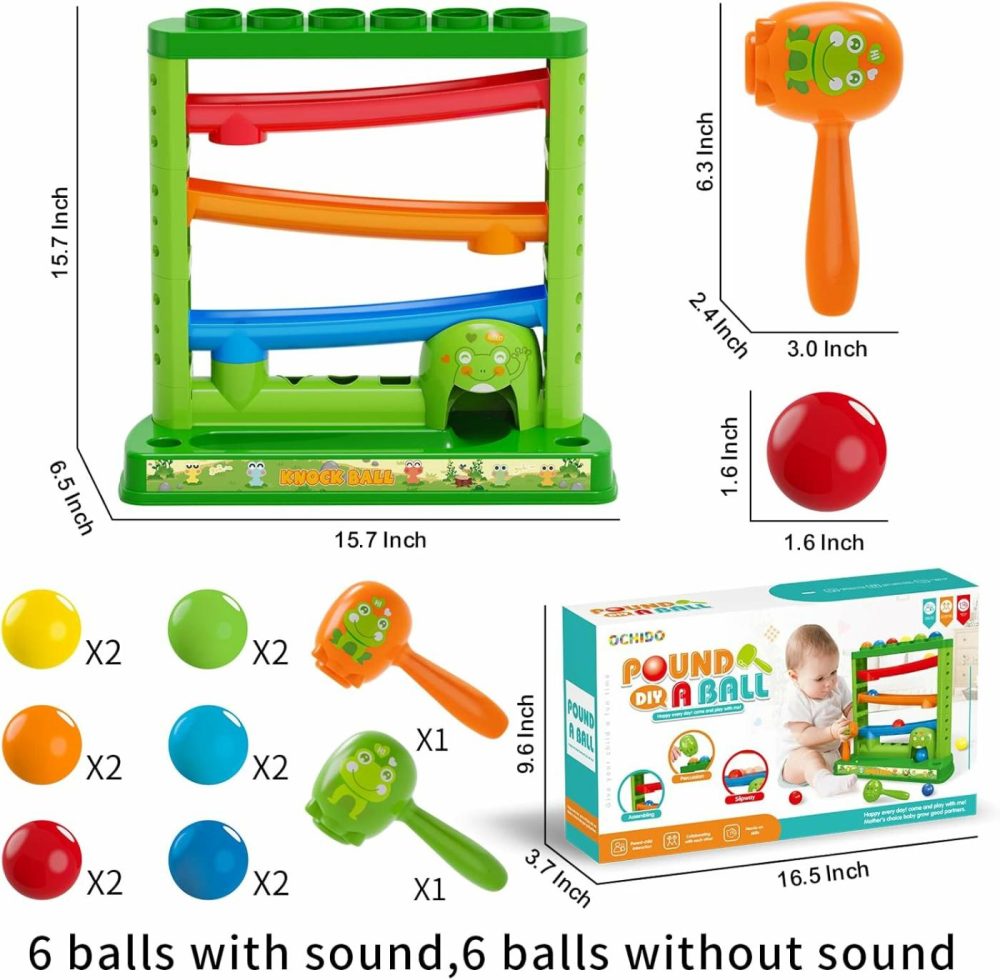 Toddlers Toys For 1 2 3 Years Old Kids  Pound A Ball Toys Included 2 Hammer & 12 Balls  Montessori Toys For 12-18 Months Baby  Interactive Game For Boys And Girls  Early Learning Educational Gift  |  Hammering & Pounding Toys All Toys Hammering & Pounding Toys