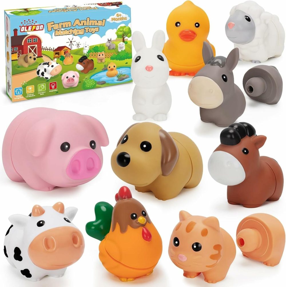 Farm Animal Learning Toys For Toddlers Age 1  2  3 Year Old  10 Pack Montessori Matching Fine Motor Toys  Birthday For Baby Boys & Girls 12-18 Months+  |  Sorting & Stacking Toys