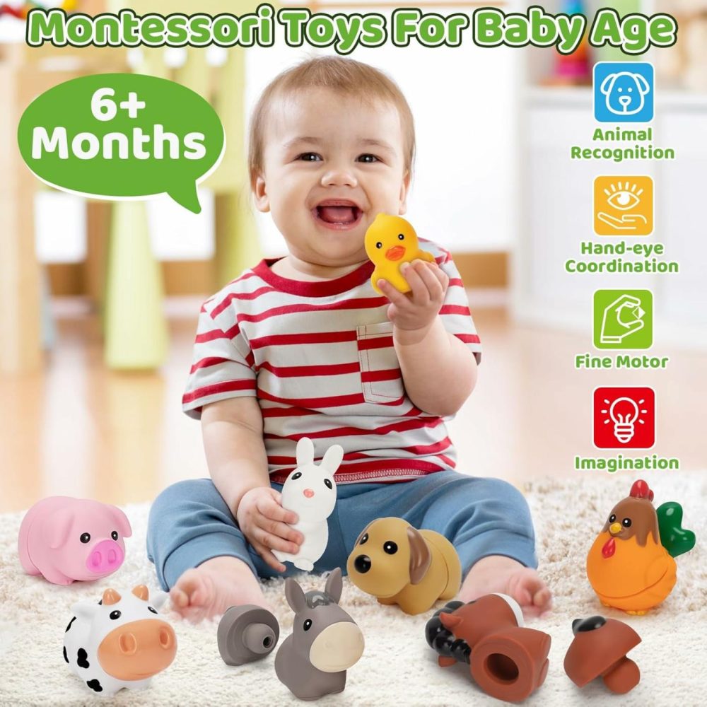 Farm Animal Learning Toys For Toddlers Age 1  2  3 Year Old  10 Pack Montessori Matching Fine Motor Toys  Birthday For Baby Boys & Girls 12-18 Months+  |  Sorting & Stacking Toys All Toys Sorting & Stacking Toys