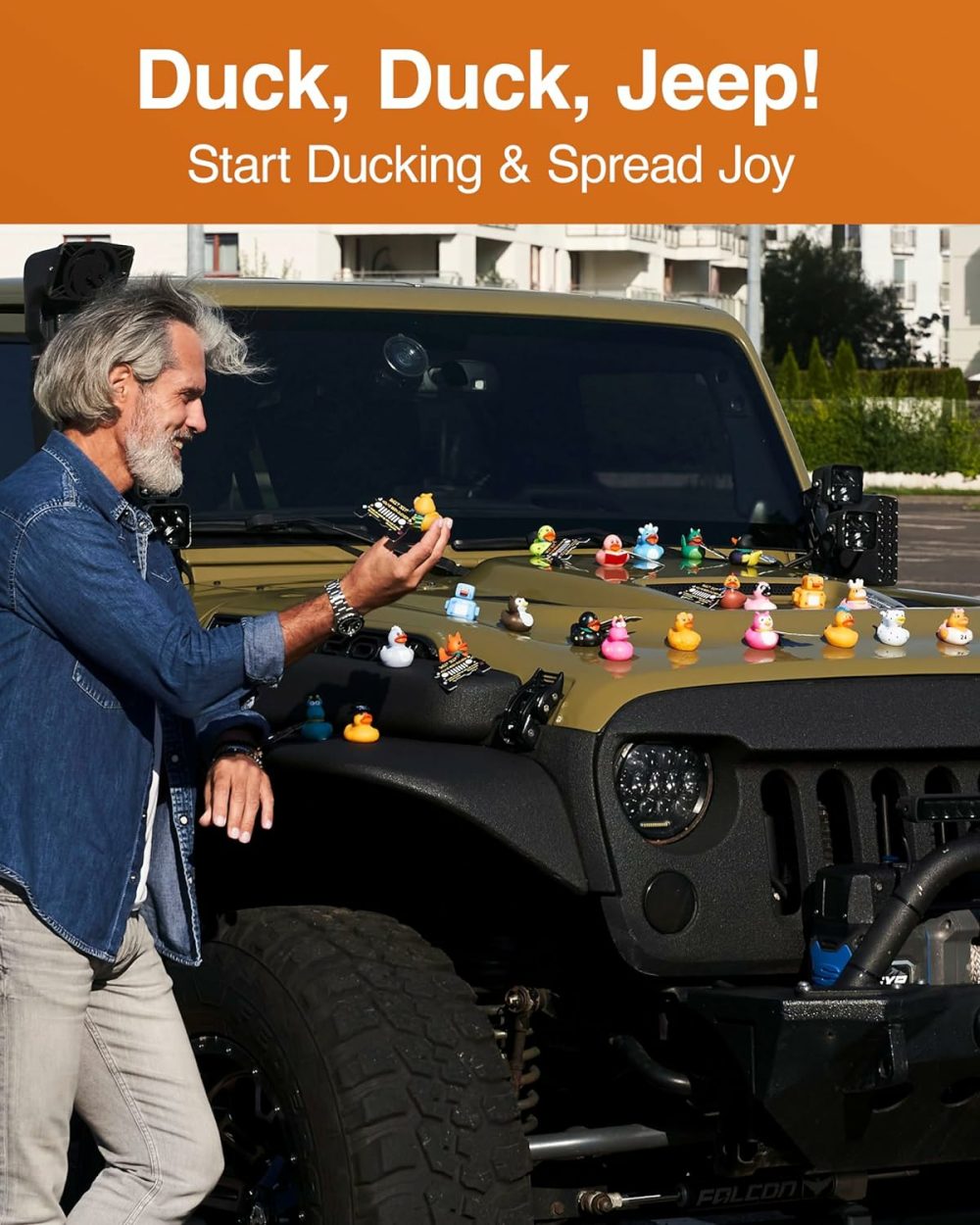 Jeep Ducks For Ducking Kit-76 Piece Kit Including Rubber Ducks  Duck Duck Jeep Bag  Jeep Ducking Cards & Rubber Bands Plus Official Duck Duck Jeep Mobile App (Jeep Ducks For Ducking Assortment C)  |  Bath Toys All Toys Bath Toys