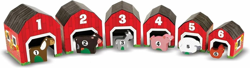 Nesting And Sorting Barns And Animals With 6 Numbered Barns And Matching Wooden Animals – Numbers Learning Toys  Sorting And Stacking Toys For Toddlers Ages 2+  |  Sorting & Stacking Toys All Toys Sorting & Stacking Toys