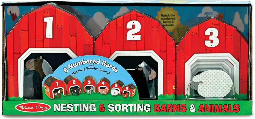 Nesting And Sorting Barns And Animals With 6 Numbered Barns And Matching Wooden Animals – Numbers Learning Toys  Sorting And Stacking Toys For Toddlers Ages 2+  |  Sorting & Stacking Toys All Toys Sorting & Stacking Toys