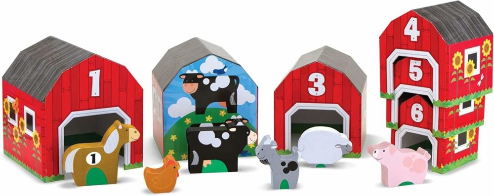 Nesting And Sorting Barns And Animals With 6 Numbered Barns And Matching Wooden Animals – Numbers Learning Toys  Sorting And Stacking Toys For Toddlers Ages 2+  |  Sorting & Stacking Toys All Toys Sorting & Stacking Toys